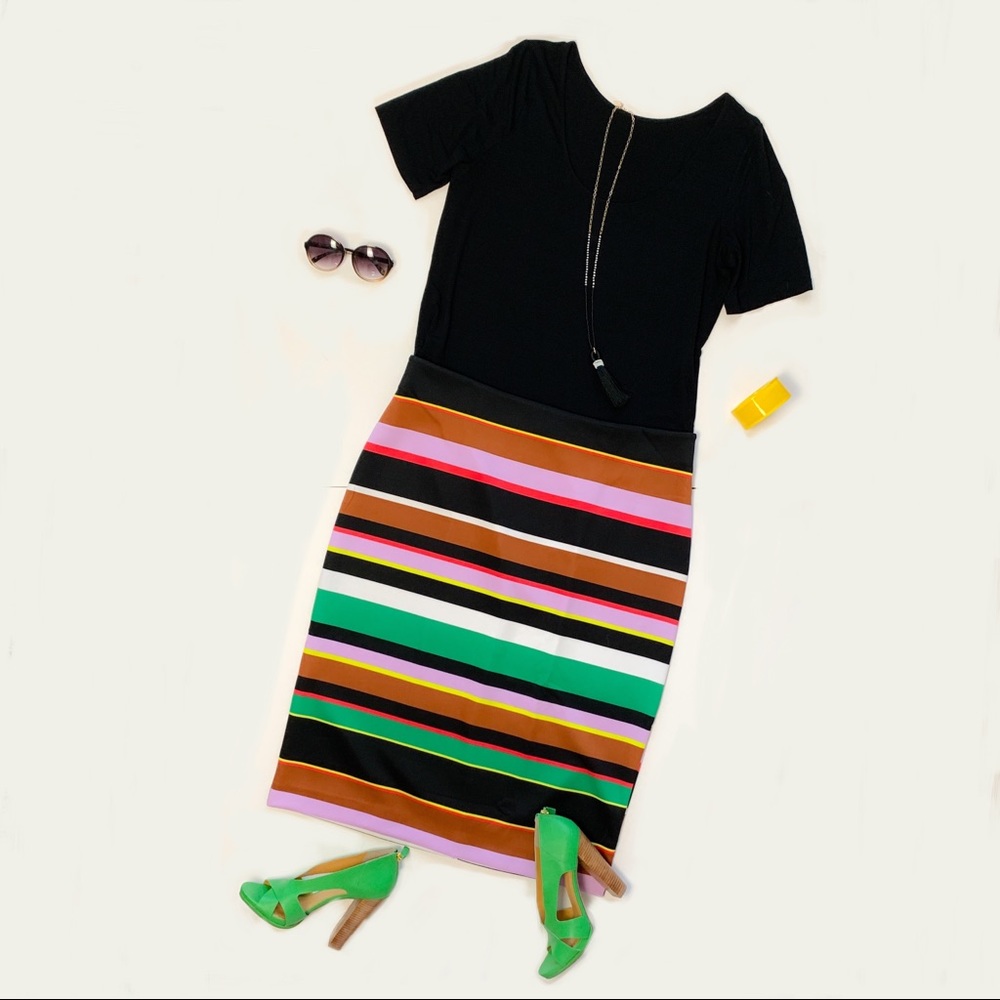 NWT Worthington Multicolor Striped Scuba Skirt 18W